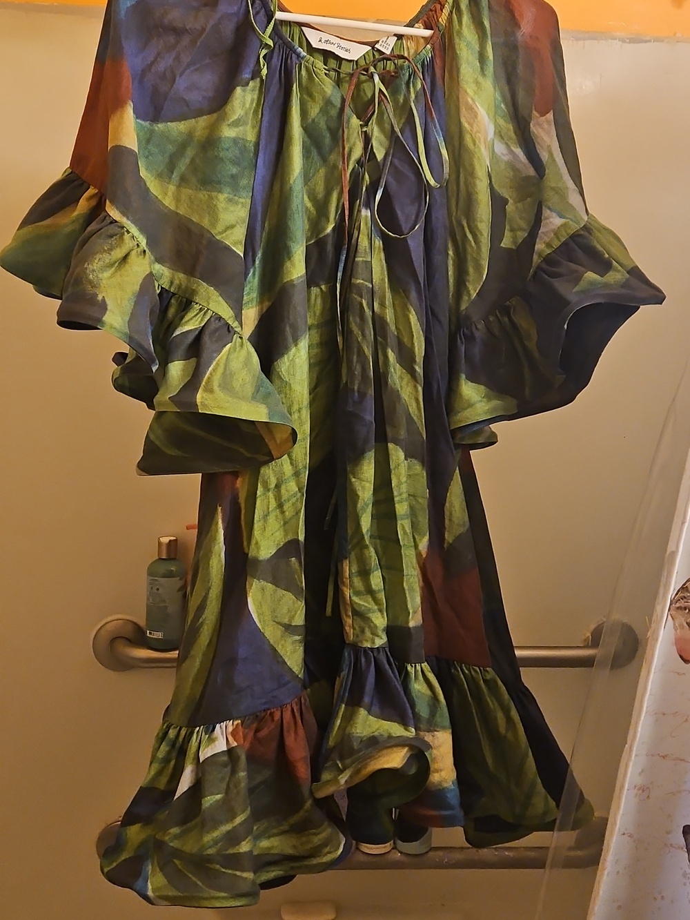 & Other Stories Olive Green Tie-Front Dress